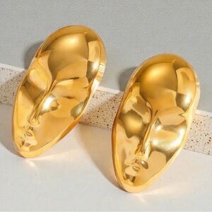 Face Earrings Abstract Design 14k Gold Plated